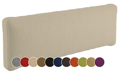 sunnypillow Palettenkissen für Gartenmöbel - Rückenkissen 120x40x20cm - Rückenpolster für Bett und Sofa - Palettenpolster für Palettenmöbel - Lounge Kissen mit abnehmbarem Bezug Cremefarben