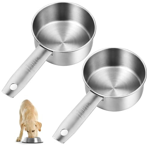 2 Pcs 125 ml Dog Food Scoop, Measuring Scoop Stainless Steel | for Feeding Pet, Wet and Dry Ingredients