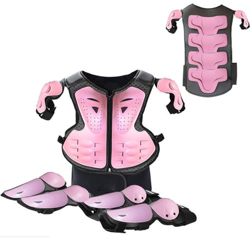 Équipement De Protection pour Motocross Enfant, Unisexe avec Genouillères Et Coudières Respirant Et Ajustable, pour Moto Tout-Terrain Vélo Skateboard Et Moto,Pink-One Size