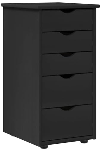 vidaXL Schrank Schwarz 34 x 39 x 61,5 cm Massivholz Kiefer, Großer Stauraum-Schrank, rechteckiges Design, aus Kiefernholz, praktisch für innen, Mobile Lösung