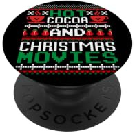 Hot Cocoa and Christmas Movies Ugly Sweater Winter Art PopSockets Klebender PopGrip