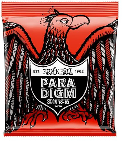 Ernie Ball Corde per chitarra elettrica Slinky Paradigm Skinny Top a 7 corde - Calibro 10-62, 7-String Skinny Top Heavy Bottom (10-62)