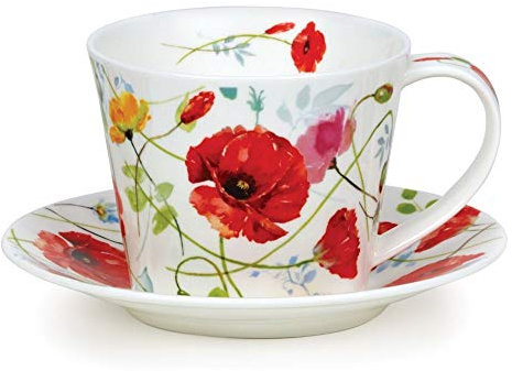 Dunoon Islay Wild Garden Tasse et soucoupe Motif coquelicot 350 ml Boîte cadeau