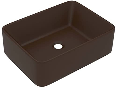 vidaXL Luxus Waschbecken mit Abflussloch Waschtisch Aufsatzwaschbecken Waschplatz Handwaschbecken Aufsatzwaschtisch Matt Dunkelbraun 41x30x12cm Keramik