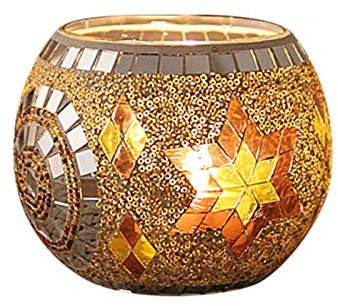 Windlicht Outdoor Kerzenhalter Aus Zerbrochenem Glas Mit Mosaik - Teelichthalter Candle Holder