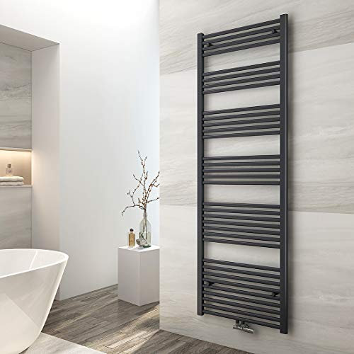 EMKE Badheizkörper 1800x600 mm, Handtuchheizkörper Mittelanschluss Badheizkörper Handtuchhalter Handtuchwärmer Handtuchtrockner Heizkörper Bad Handtuchheizung Anthrazit 860W