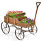 COSTWAY Fioriera da Esterno a Forma di Carrello, Carriola da Giardino in Legno, Decorazione per Giardino e Cortile dal Design Vintage (Marrone)