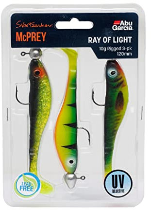 Abu Garcia Svartzonker McPrey vormontierte Gummiköder mit Jigkopf - Raubfischangeln auf Hecht, Zander, Barsch, Ray of Light