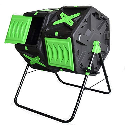 ZXNQ Bicchiere per Compost a Doppia Camera - Sistema Facile da Girare e Veloce - Compostiera per Tutte Le Stagioni, Resistente e ad Alto Volume con 2 Porte scorrevoli (140 Litri)