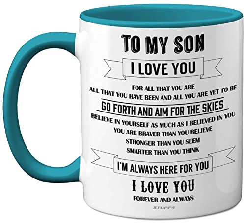 to My Son Mug - Inspirational I Love You Mugs, Gifts from Mum, Birthday Gift from Dad, Idea for Christmas 11oz Light Blue Ceramic Dishwasher Safe Mug