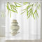 Rideau de Douche Zen 80 x 180 cm - Rideau Salle de Bain Lavable Anti-Moisissure - Bambou Blanc Imprimé Décoratif - Tissu Polyester avec Crochets