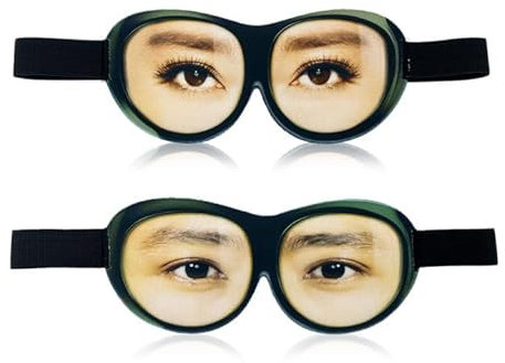 VIKSAUN 2 Stück Schlafmaske mit Augen, lustige Schlafbrille, Seidene Schlafmaske Augenmaske Augenschirm, Schlafbrille Bequem Lichtblockierende Augenmaske, für Yoga Reisen blockiert Licht (2 Stück)
