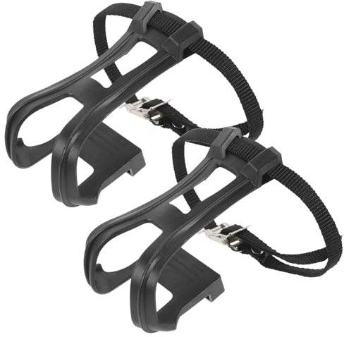 CLISPEED 1 Paar Fahrrad Pedale mit Clips und Riemen: Pedal Straps Universal Pedalriemen Länge Verstellbar für Indoor Heimtrainer, Spinning Bike und Fahrrad im Freien Harz/Alu-Fahrrad Pedale