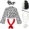 Miulruma Cruella Kostüm für Damen Deluxe Set Cruella Deville Perücke Jacke Handschuhe Cruella Holder Perlenkette für Halloween Mottoparty Karneval Kostüm für Frauen Mädchen A025S