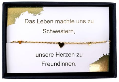 NataschaWoge® 18K Gold SCHWESTER GESCHENK Minimalistisches kleines Herz ARMBAND dünnes Edelstahl personalisierter Schmuck Armkettchen