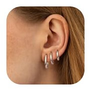 JeweBella 3 Paare Kleine Ohrringe Creolen für Damen Herren Chirurgenstahl Knorpel Huggie Creolen Silber/Gold Helix Tragus Mini Creolen Ohrringe 8/10/12 mm