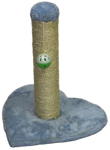 TresGatos Poste rascador Gato Base Forma Corazón Fabricado España Columna Sisal Cascabel (Azul)