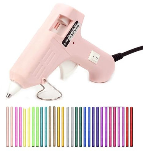 Hot Glue Gun, Mini Hot Melt Glue Gun for Kids with 50 Multi-Colored Glue Sticks,Fast Heating Small Glue Gun for DIY Craft School Projects Art Repairs Festival Decoration,20W (Pink)