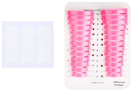 GroveEss Nail Polish Spill-proof Finger Cover,U-Shape Nail Protector Stencil,Clip Cap Guard Skin Barrier,Beauty Tools Set for Finger Nail Art (26 PCS in 10 Sizes)