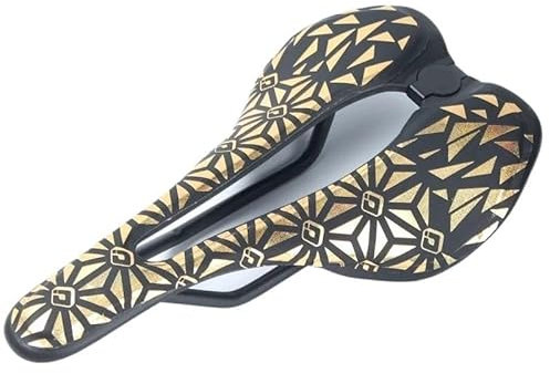 wanhaoaony Fahrradsattel Fahrradsattel, hohl, atmungsaktiv, ultraleichtes PU-Leder, ergonomischer Rennrad-Mountain-Racing-Sattel, reflektierend Fahrradsattel Herren(Color:Black Gold)