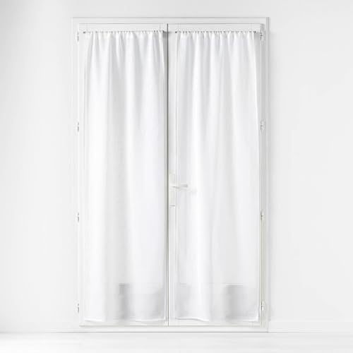 Douceur d'Intérieur Haltona Coppia di Tende dritte con Passante, 2 x 70 x 200 cm, Effetto Lino Intrecciato, Bianco