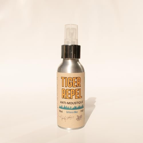 Defence Max - Tiger Repel | Spray Anti-Moustiques Tropical | Répulsif avec Citriodiol & Lavande | Flacon Aluminium Éco-Responsable | Protection Durable pour Adultes et Extérieur | Sans DEET