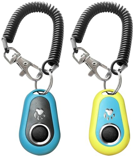 HoAoOo Pet Clicker für Hunde/Katzen/Pferde/Vögel oder andere Tiere - Clicker zum Training (Blau + Grün)