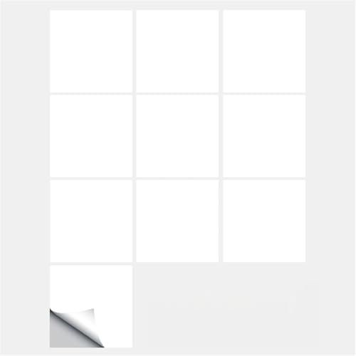 DOTBUY-SHOP Couleur Unie Moderne Autocollant Carrelage pour Cuisine Salle de Bain,Autocollant Carreaux 10PC Auto-Adhésif Stickers Carrelage Résistant à la Chaleur Stickers (Blanc,20x20cm)