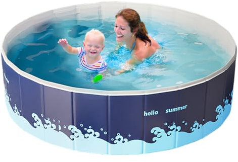 Piscina no inflable | Piscina plegable sin inflado para adultos | Diseño de nailon que ahorra espacio para jardines, fiestas acuáticas y ocio familiar