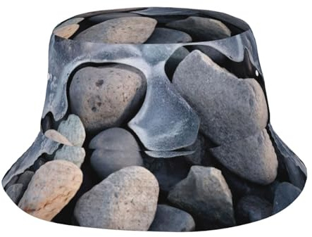 MDATT Stones Under Ice Printing Outdoor Sun Hat Safari Cap Wide Brim Fishing Bucket Hat with Neck Flap Black