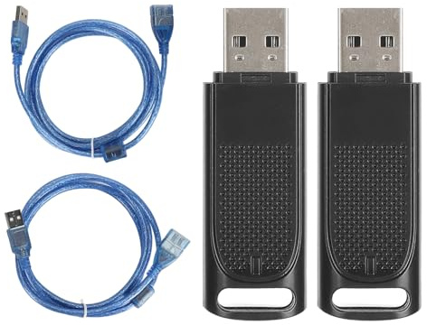 EIMSOAH 2er-Pack Tragbarer VR-USB-Dongle-Empfänger, Kabelloser Empfänger für Valve Index Controller Vive Tracker, mit USB-Verlängerungskabel für SteamVR (Transparentes Schwarz)