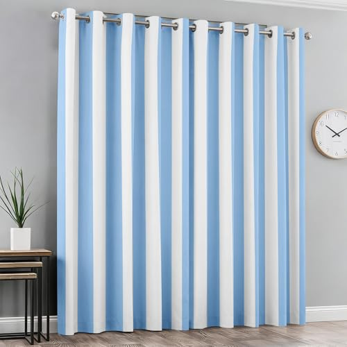 Generisch Verdunklungsvorhänge Blau Weiße Streifen, Nautisch Maritim Gestreift Vorhänge für Schlafzimmer Deko, Gardinen mit Ösen 200x140 cm (H x B), Vorhang Blickdicht Wohnzimmer 2er Set K283