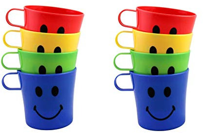 DINY Home & Style 12 Stück Kunststoff Kinder Smiley, Tasse