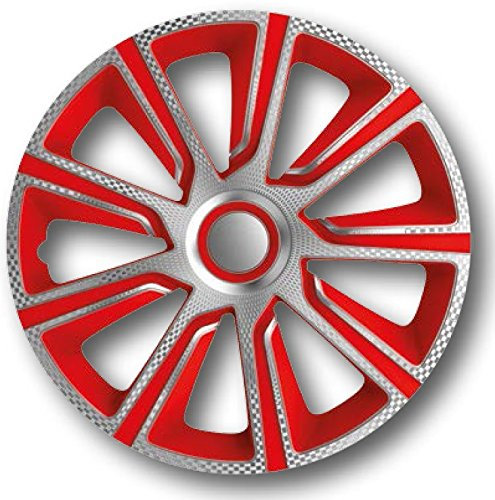 AUTOSTYLE Radzierblenden Radkappen Radabdeckung #VERON Carbon/Silber/Rot (16'')