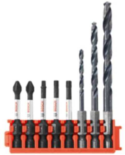 BOSCH CCSDDV08 8-Piece Assorted Set Impact Tough Black Oxide Drill Bits and 2 in. Phillips, Square, and Torx Power Bits with Clip for Custom Case System