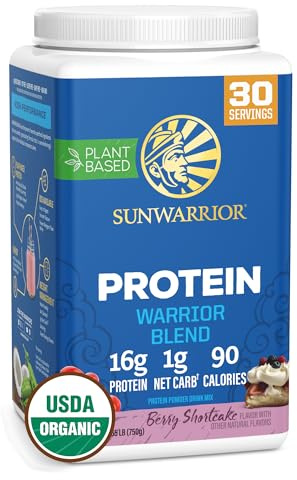 Sunwarrior – Warrior Blend Organic 750g – Berry Geschmack – 16g pflanzliches Eiweiß – Bio, vegan, ohne Gluten/Soja/Zucker – Ideal für Shakes nach dem Training oder im Alltag