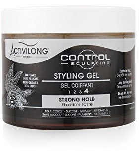 ACTIVILONG Gel Coiffant Fixation Forte Tenue Longue Durée -Enrichi En Huile De Ricin, Protéines De Blé Et Glycérine Non Gras Sans Alcool, Silicone Ni Huile Minérale - Made In France - 300ml - Lot de 2