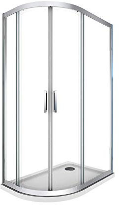 Box Doccia e Piatto Doccia In Abs h.5 cm Curvo Semicircolare Asimmetrico Vetro 6 mm Anti-calcare H.190 (77,5-79 x 117,5-119 Destro H.190 cm)