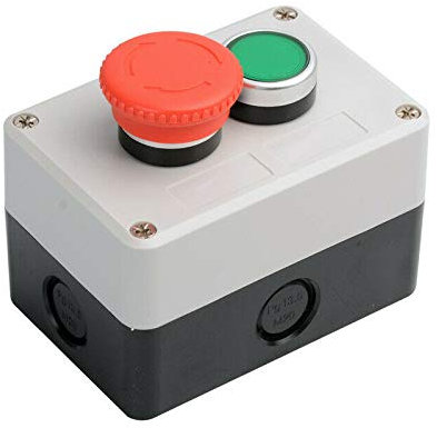 2 Schalter Stop/Start Pilz Drucktaster Schalter (1 Stück - Not-Stopp + Selbst-Return)