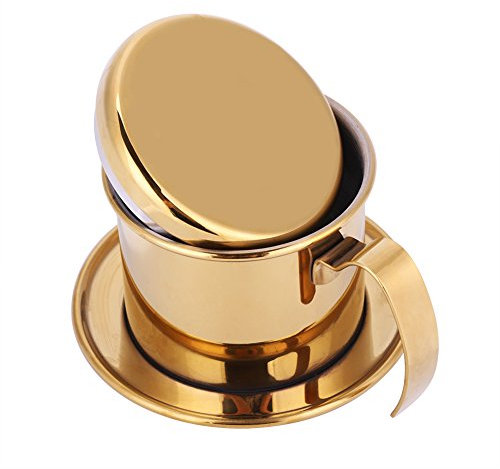 Sorand Vietnamesische Kaffeefilter, Filter aus Edelstahl, vietnamesische Kaffeemaschine Topfpresse Sieb, tragbare Kaffeekanne Geschenk für Baristas und Kaffeeliebhaber(Gold)