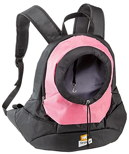 Ferplast Sac de Transport pour Chien KANGOO, Sac de Transport pour Chat, Large Ouverture, Sangles réglables, Sangle de sécurité, Max 8 Kg, 41,5 x 20 x 43H cm, Rose