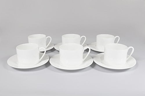 FINE BONE CHINA STRAIGHT CUP AND SAUCER SET OF 6