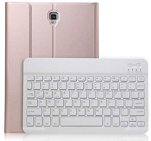 Claelech Custodia per Galaxy Tab S4 10.5 (QWERTY), sottile, in pelle, con funzione di supporto, con tastiera Bluetooth wireless rimovibile magnetica per Samsung Galaxy Tab S4 T830 T835 (oro rosa)