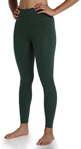 Colorfulkoala Leggings für Damen in voller Länge 28 mit Bundtasche Blickdichte Yogahosen Sportleggings, Wald Grün, L, 44