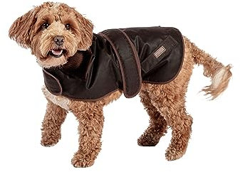 FatFace Sussex Hundemantel, gewachst, Baumwolle, Orange, kariert, natürlich, wasserabweisend, 35 cm