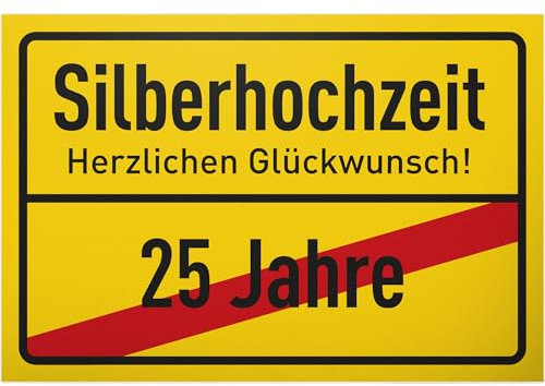 DankeDir! Silberhochzeit - Schild 30 x 20 cm - Hochzeitstagskarte Karte Glückwunschkarte Ehepaar Frauen & Männer - Hochzeitstagsgeschenk Geschenk Jubiläum Geschenkidee 25. Hochzeitstag