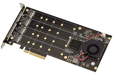 KALEA-INFORMATIQUE PCIe 3.0 x8 M2-Controller-Karte für 4 M.2 NVMe M Key SSDs. PLX8724 Chipsatz - 64GB Bandbreite Max 12000MB/s.