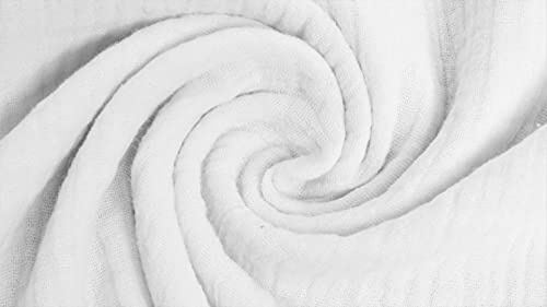 Musselin Stoff Meterware Uni Einfarbig - 1 Meter, Musselinstoff, Baumwollkrepp, Double Gauze, Babykleidung, Kuscheltücher, Stoffwindel, Dekoration (Weiß)