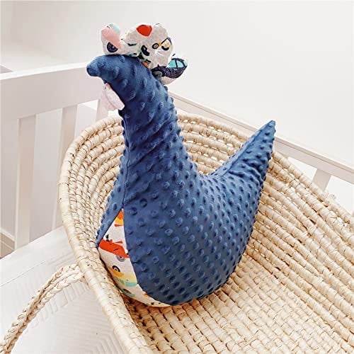 Kissen Henne Huhn Zierkissen Kinderzimmer Zimmer Deko Plüschkissen, Baby Kinder Dekokissen mit Füllung für Schlafzimmer Babyzimmer Kinderbett Mädchen Jungen ca. 47 x 48 cm-Minky Grau Pustelblume Weiß