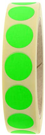 Markierungspunkte neongrün - Ø 20 mm - 1.000 bunte Klebepunkte auf 1 Rolle(n), 40 mm Kern, Papier, Inventuretiketten selbstklebend